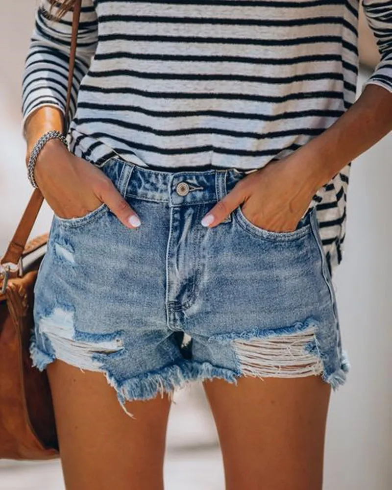 Vintage Ripped Denim Shorts Fashion Slim Hole Mid Waist Women Jeans Short Summer Lady Casual Distressed Light Blue Cowboy Shorts
Vintage Ripped Denim Shorts Fashion Slim Hole Mid Waist Women Jeans Short Summer Lady Casual Distressed Light Blue Cowboy Shorts