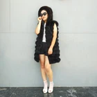 Custom size color winter fashion sleeveless outerwear luxury light pink women fox fur hooded coat 2019