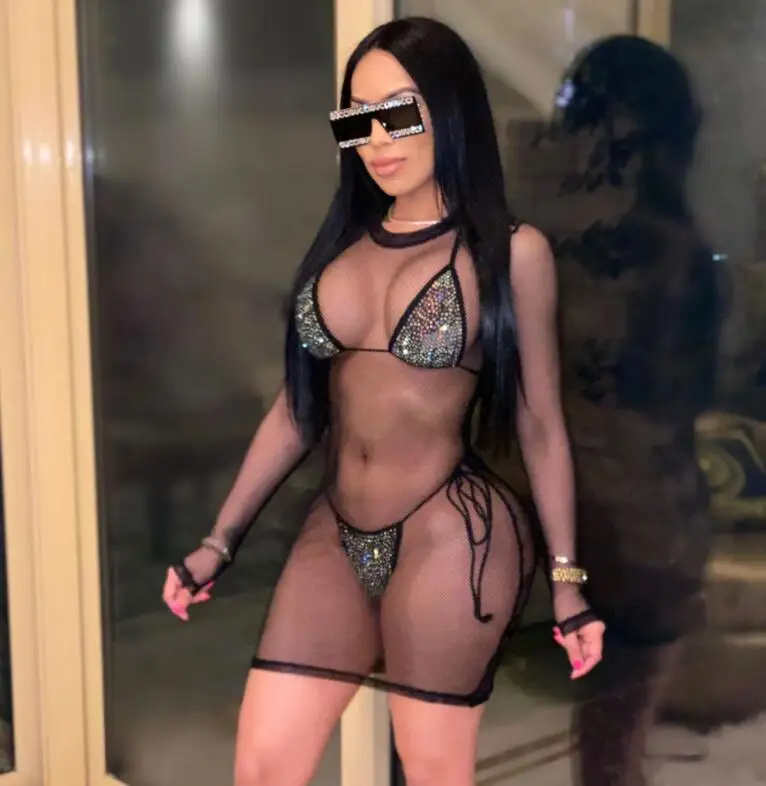 NEW STOCK Black 3Pieces Swimsuit Sheer Mesh Dress Triangle Sequin Bikini Set
NEW STOCK Black 3Pieces Swimsuit Sheer Mesh Dress Triangle Sequin Bikini Set