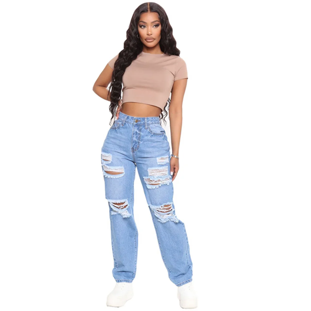 Women Casual Streetwear High Waist Hole Ripped Straight Washed Make Old Plus Size Wide Leg Denim Pants
Women Casual Streetwear High Waist Hole Ripped Straight Washed Make Old Plus Size Wide Leg Denim Pants
