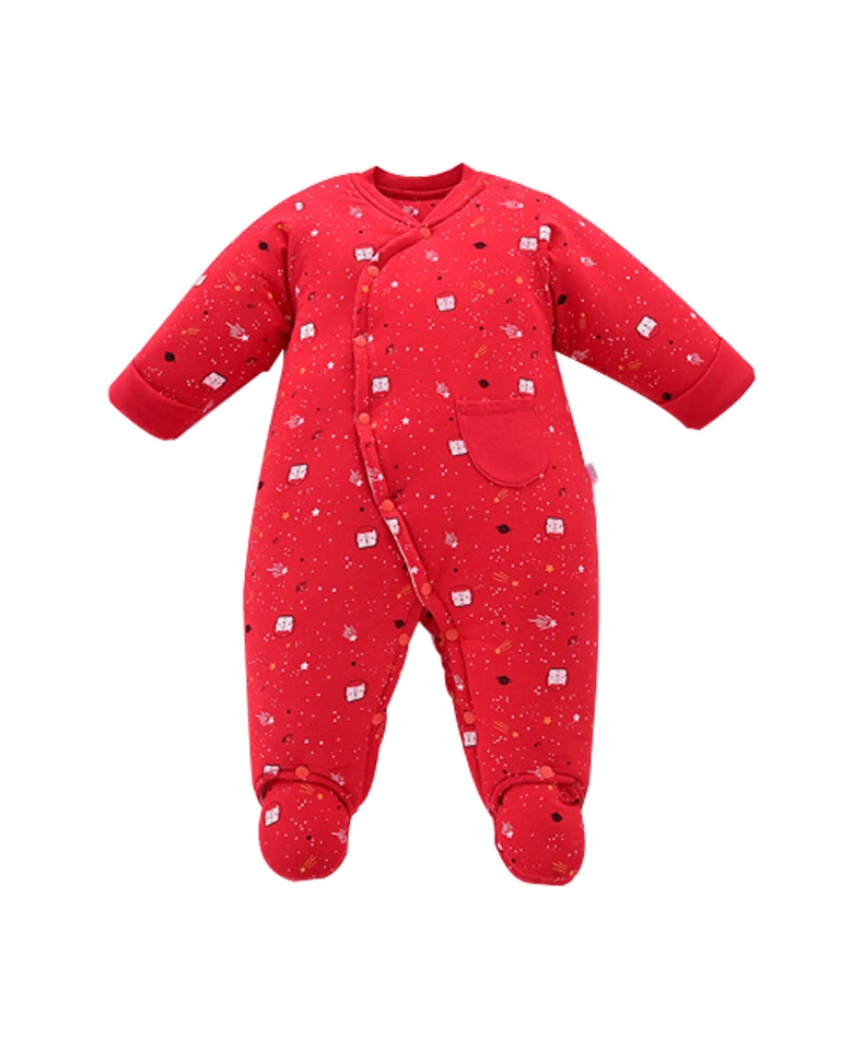 Winter padded cotton jumpsuit for infants pure cotton newborn crawling suit with foot
Winter padded cotton jumpsuit for infants pure cotton newborn crawling suit with foot