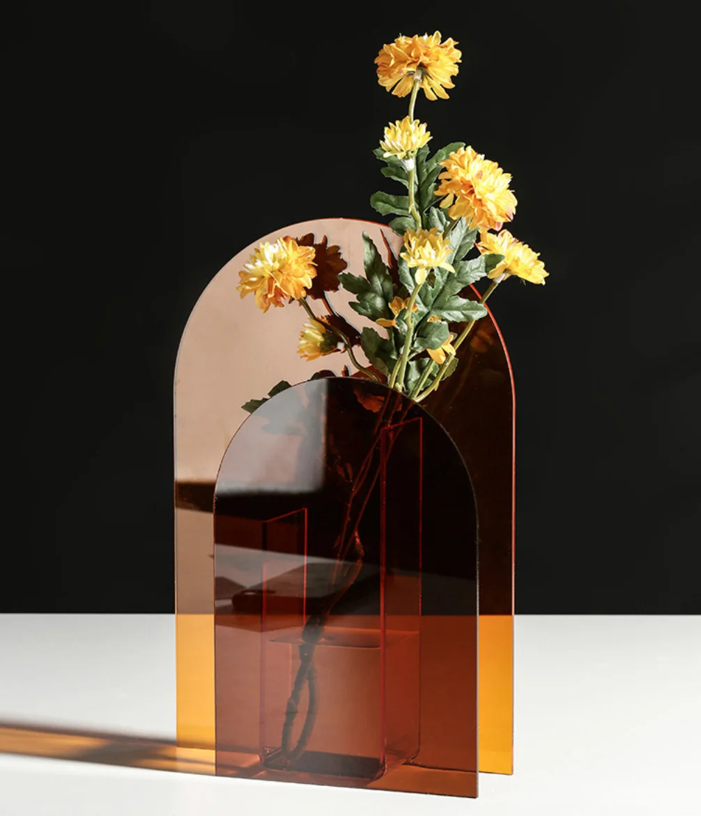 Nordic color acrylic vase ornaments living room arrangement of simple art geometric model room home decoration flower vase, Amber/green
Nordic color acrylic vase ornaments living room arrangement of simple art geometric model room home decoration flower vase, Amber/green