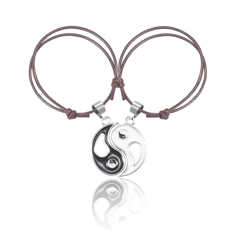 2Pcs/Set Couple Black And White Stitching Pendant Bracelet Creative Simple Bracelet Commemorative, As shown
2Pcs/Set Couple Black And White Stitching Pendant Bracelet Creative Simple Bracelet Commemorative, As shown