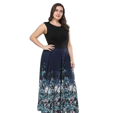 Large size sleeveless big skirt round neck print big swing dress new style, 1 color
Large size sleeveless big skirt round neck print big swing dress new style, 1 color
