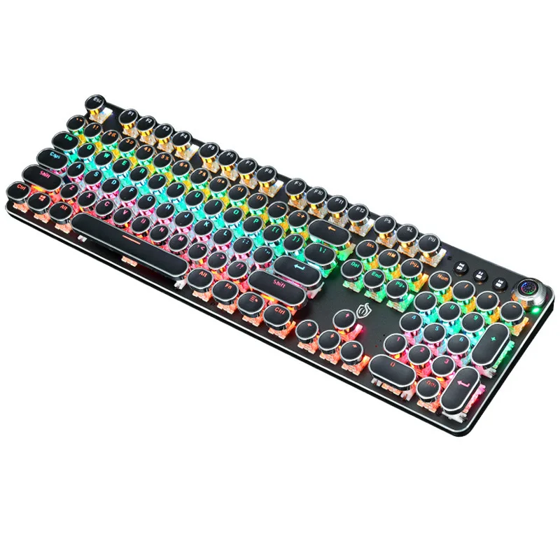 K820 Retro punk electro plating luminous machinery keyboard green axis computer gaming keyboard
K820 Retro punk electro plating luminous machinery keyboard green axis computer gaming keyboard