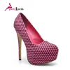 Hot selling fishing net rose color women dress shoes inner platform high heel shoes for ladies