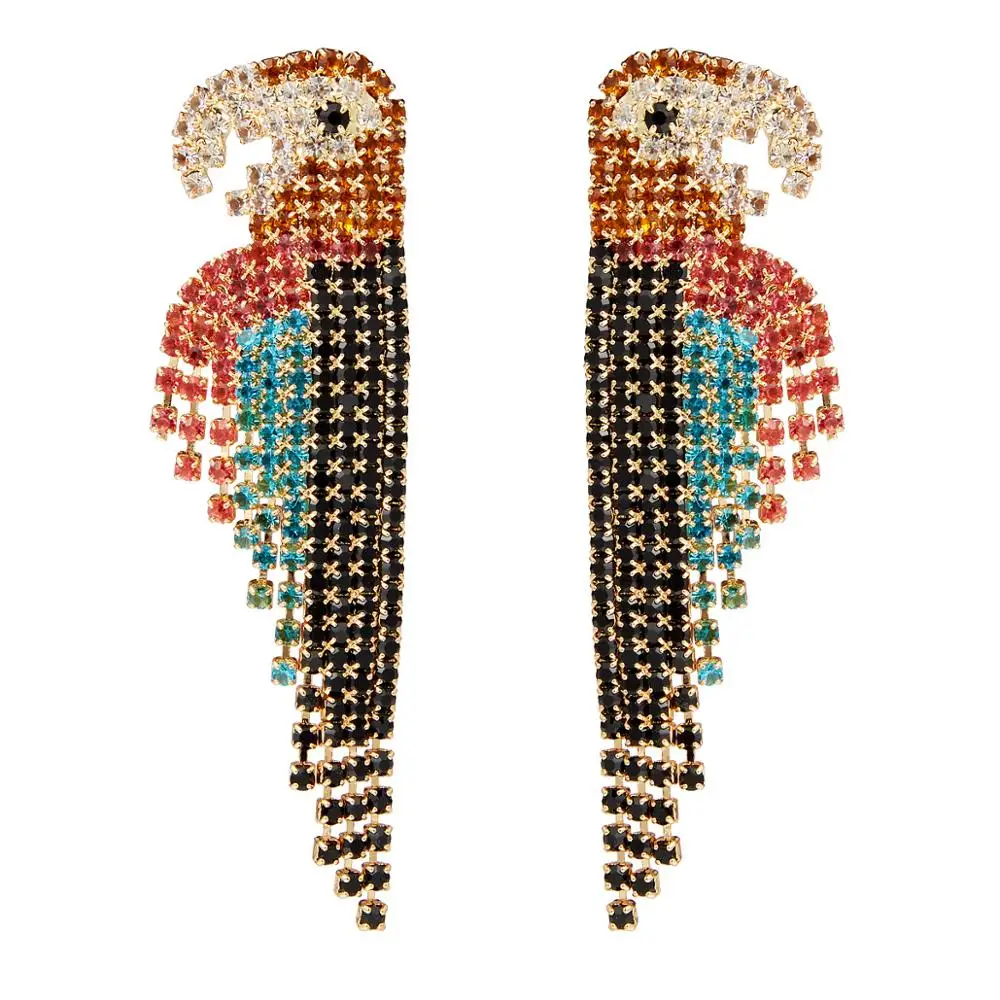Vintage Multicolor Crystal Diamond Animal Bird Long Earrings Rainbow Colorful Rhinestone Chain Parrot Drop Earrings For Party, Picture
Vintage Multicolor Crystal Diamond Animal Bird Long Earrings Rainbow Colorful Rhinestone Chain Parrot Drop Earrings For Party, Picture