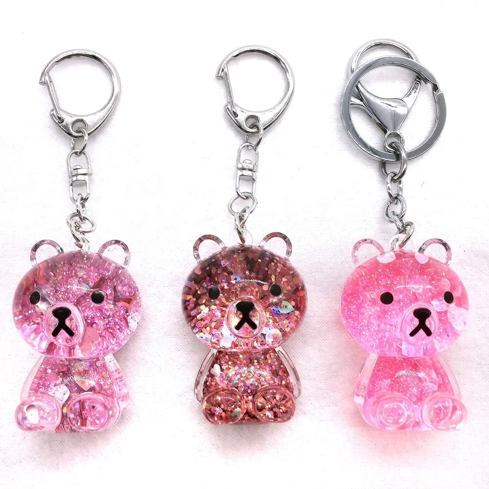Novelty bear shape water bear keychain liquid acrylic glitter keychain spangle water keyring hologram for girls cute gifts
Novelty bear shape water bear keychain liquid acrylic glitter keychain spangle water keyring hologram for girls cute gifts