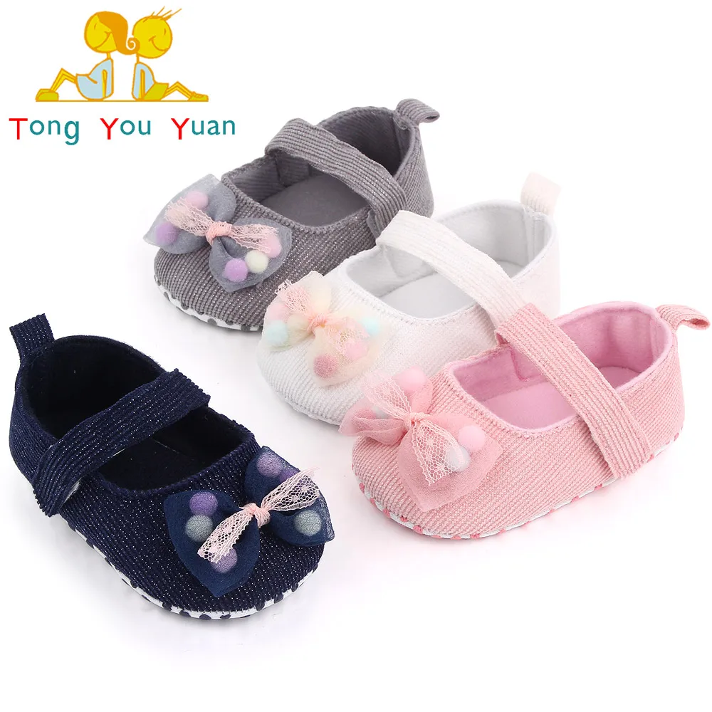 Hot Sale Spring&Autumn Lace Bow Design Soft Sole Baby Dress Shoes Toddler Baby Girl Shoes factory