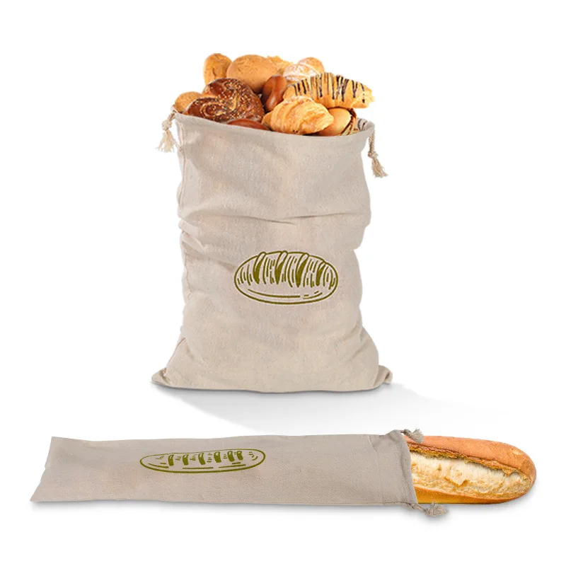 Linen Bread Bags Ideal for Homemade Bread Unbleached Reusable Food Storage Storage for Artisan Bread Bakery & Baguette