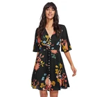 2020 Hot Selling Summer Slim Fit Women Dress Lady Elegant Flower Print Casual Dress
