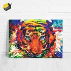 Wall Decor Stretched Canvas Cat Tiger Prints Painting