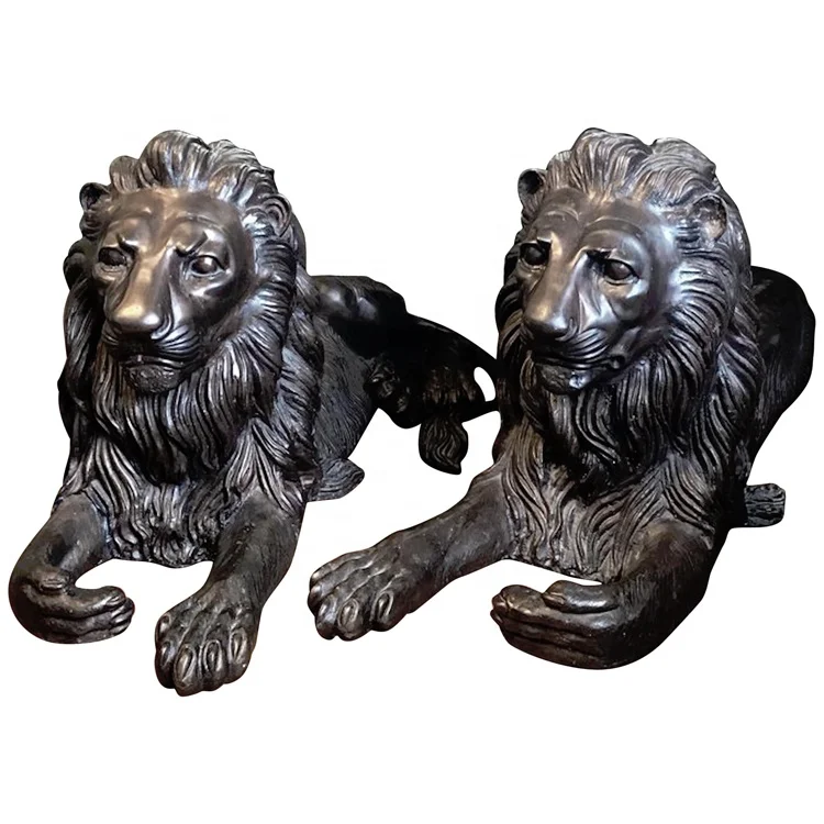 China direct factory supply garden decorative cast bronze sitting large outdoor lion statues