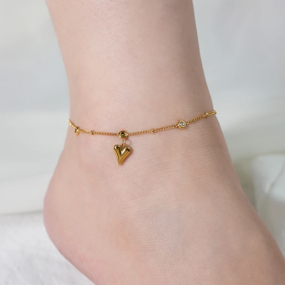 Right Grand Zircon Three-dimensional Love Heart Pendant 18K Gold Plated Ankle Chain Foot Jewelry Anklets
Right Grand Zircon Three-dimensional Love Heart Pendant 18K Gold Plated Ankle Chain Foot Jewelry Anklets
