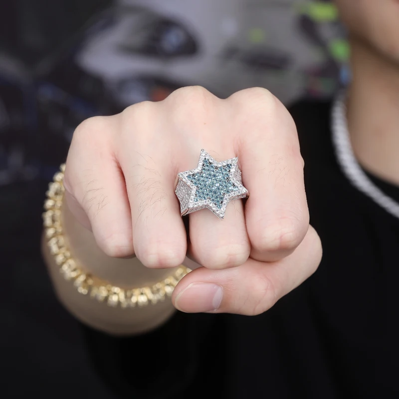 Hip Hop Jewelry Blue Diamond Sta Silver Color Cubic Zircon Diamond Rings Men's Women's
Hip Hop Jewelry Blue Diamond Sta Silver Color Cubic Zircon Diamond Rings Men's Women's