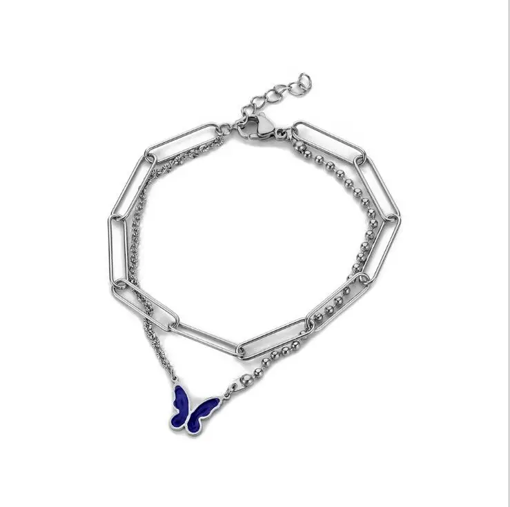 Thermochromic Butterfly Pendant Silver Double-layer Stainless Steel Adjustable Chain Bracelet
Thermochromic Butterfly Pendant Silver Double-layer Stainless Steel Adjustable Chain Bracelet