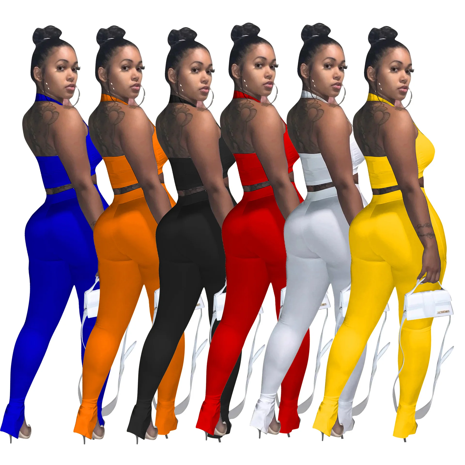 SET2144 New Arrivals Hot Sales Solid Color Crop Top Halter Women Two Piece Suit Summer Two Piece Outfits For Women
SET2144 New Arrivals Hot Sales Solid Color Crop Top Halter Women Two Piece Suit Summer Two Piece Outfits For Women