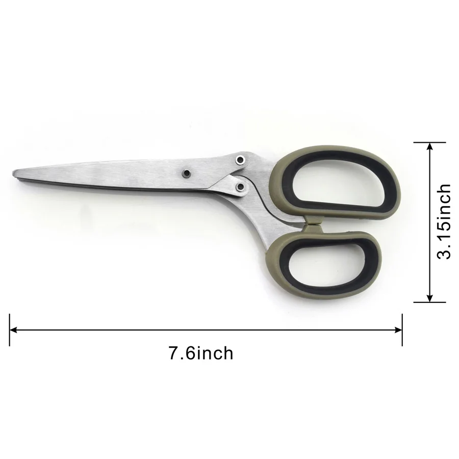 Anti-Slip TPR Coated Handle 5-Blades Kitchen Herb Scissors