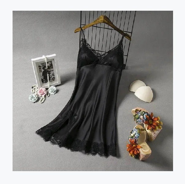 AYP0238 sexy women's pajamas artificial silk sexy sling nightdress embroidered lace detachable chest pad home wear
AYP0238 sexy women's pajamas artificial silk sexy sling nightdress embroidered lace detachable chest pad home wear