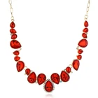 Party Red Cheap Red Crystal Rhinestone Necklace Charms Women Wedding Jewelry