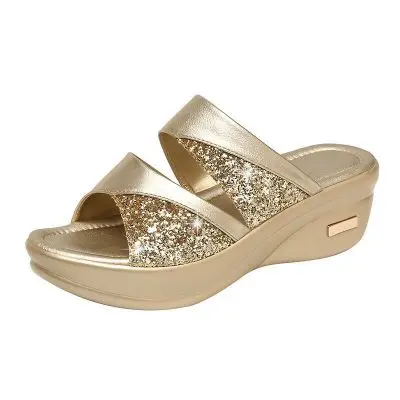 PU summer fashion design sequins wedge heel lady wild fish mouth cool ladies sandals and slippers
PU summer fashion design sequins wedge heel lady wild fish mouth cool ladies sandals and slippers