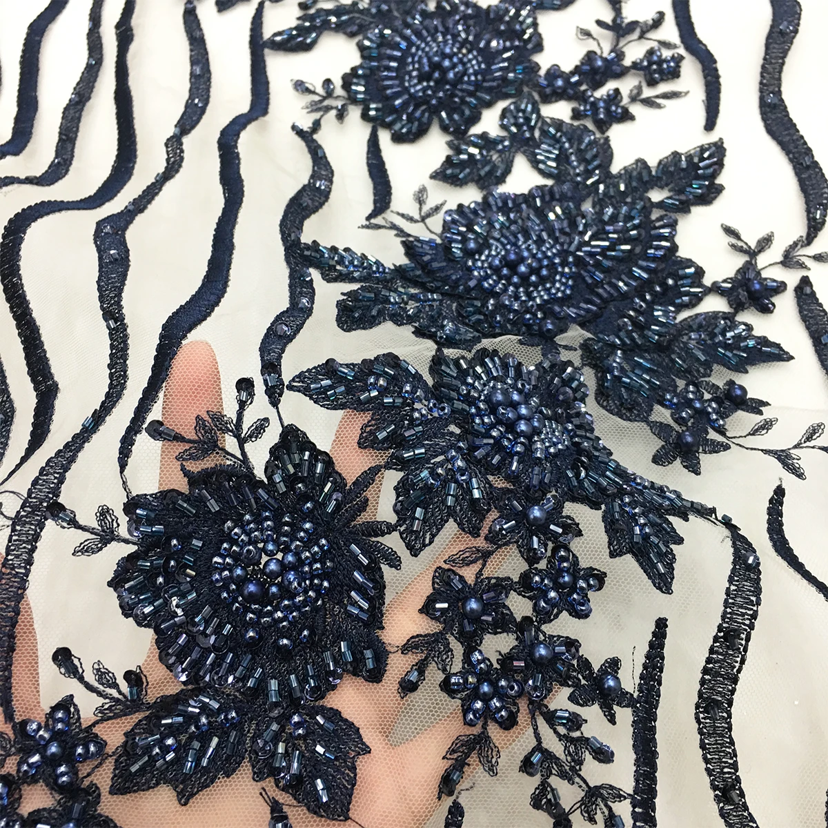 Wholesale Price Navy Blue 3D Flower Handwork Craft Lace Fabric Black Evening Dress Embroidery Beaded Tulle Material Sequins Mesh, Navy blue, black, customized
Wholesale Price Navy Blue 3D Flower Handwork Craft Lace Fabric Black Evening Dress Embroidery Beaded Tulle Material Sequins Mesh, Navy blue, black, customized