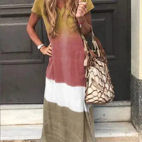 Women Clothing Summer Beach Loose Tie Dye Short Sleeve Dress Casual Boho Maxi Ladies Dress Round Neck Long Dresses, Picture color
Women Clothing Summer Beach Loose Tie Dye Short Sleeve Dress Casual Boho Maxi Ladies Dress Round Neck Long Dresses, Picture color