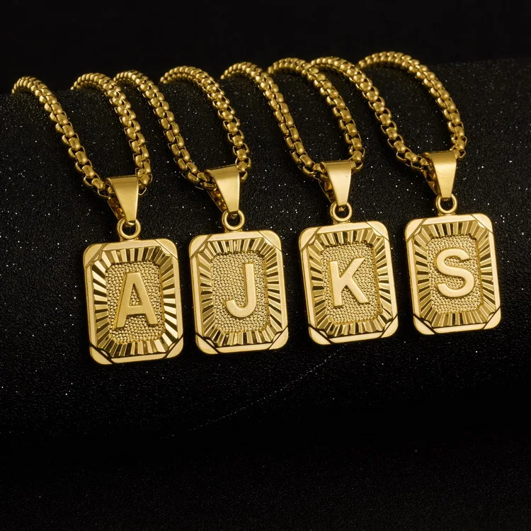 Gold Plated Square Initial Letter Pendant Alphabet Necklace Stainless Steel Box Chain Men's, Golden
Gold Plated Square Initial Letter Pendant Alphabet Necklace Stainless Steel Box Chain Men's, Golden