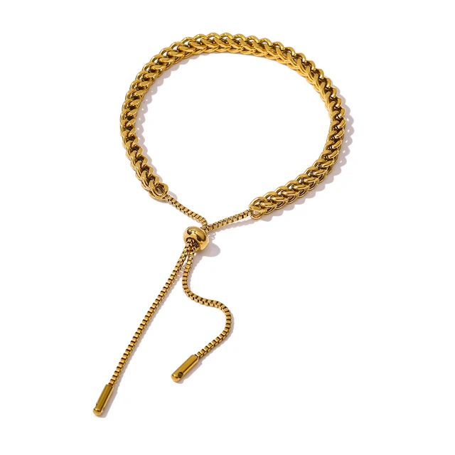 JINYOU 229 Statement 18K Gold Plated Metal Adjustable Chain Bracelet Bangle Waterproof Jewelry Stainless Steel Jewelry 2022
JINYOU 229 Statement 18K Gold Plated Metal Adjustable Chain Bracelet Bangle Waterproof Jewelry Stainless Steel Jewelry 2022