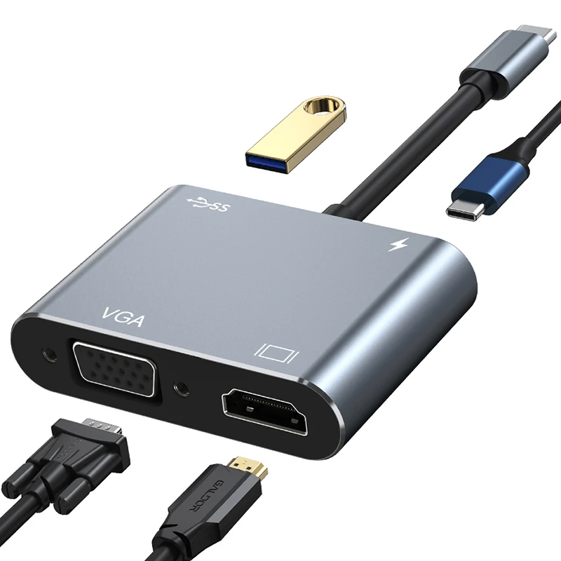 AD-012 VGA USB C Hub 4 Port for MacBook Pro 4K H-D-M-I-compatible for Laptop USB C Adapter
AD-012 VGA USB C Hub 4 Port for MacBook Pro 4K H-D-M-I-compatible for Laptop USB C Adapter