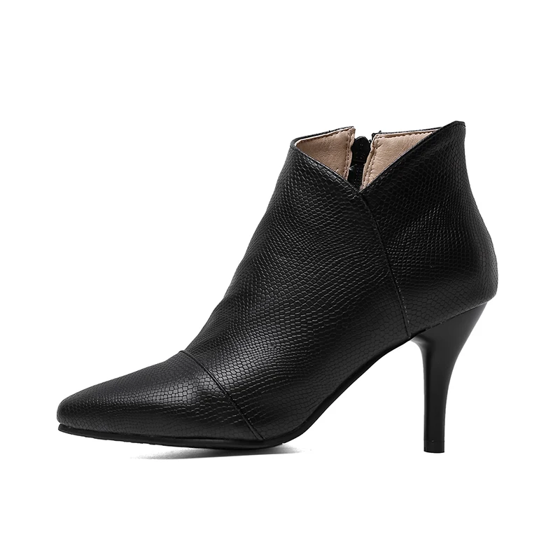 Winter Pointed Toe Short Boots High Heel Side Zipper Fashion Snakeskin Pattern Ankle Boots Women's Shoes, Black/grey/gun color
Winter Pointed Toe Short Boots High Heel Side Zipper Fashion Snakeskin Pattern Ankle Boots Women's Shoes, Black/grey/gun color