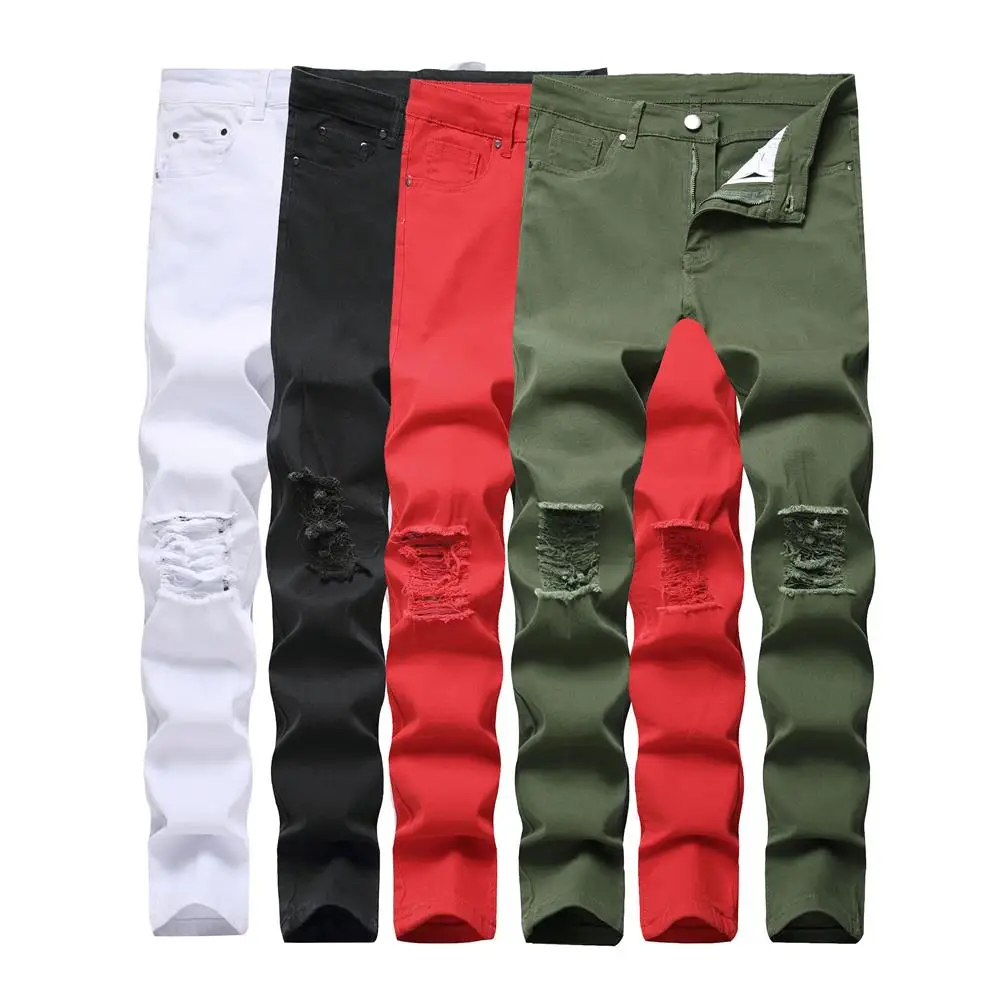 Men Jeans Ripped Slim Jeans Pencil Pants Streetwear Clothing Casual Trousers 2021 Man Denim Pants, White/black/red/green
Men Jeans Ripped Slim Jeans Pencil Pants Streetwear Clothing Casual Trousers 2021 Man Denim Pants, White/black/red/green