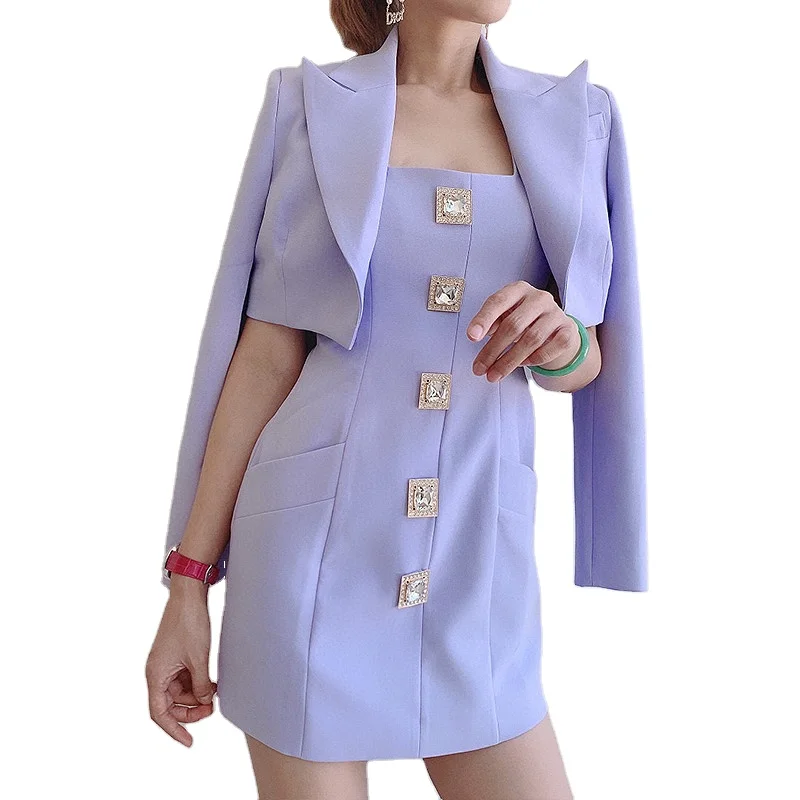 A4064 Fashion Light purple Buttons Design Short Dress Coat Sexy Two Piece Sets Women
A4064 Fashion Light purple Buttons Design Short Dress Coat Sexy Two Piece Sets Women