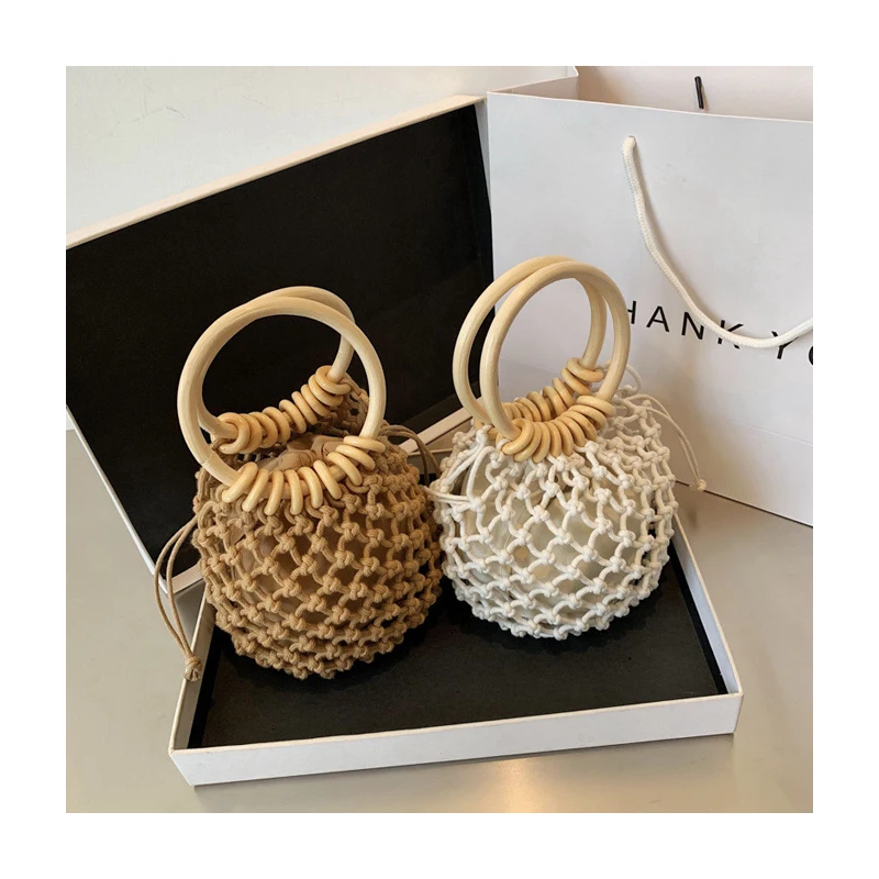 2021 Fashion cotton rope drawstring opening round handle woven mini bucket purse and handbags women summer beach bags, 2 colors
2021 Fashion cotton rope drawstring opening round handle woven mini bucket purse and handbags women summer beach bags, 2 colors