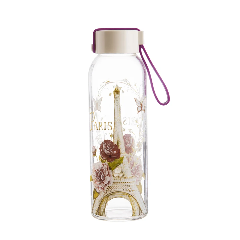 Portable design of international style patterns clear glass bottle silicone rope cup water bottle for sale, Customized color
Portable design of international style patterns clear glass bottle silicone rope cup water bottle for sale, Customized color