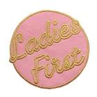 Custom Metallic Thread Embroidery Patches Cloth Background Embroidered Patches Ladies First Iron On Embroidery Patches