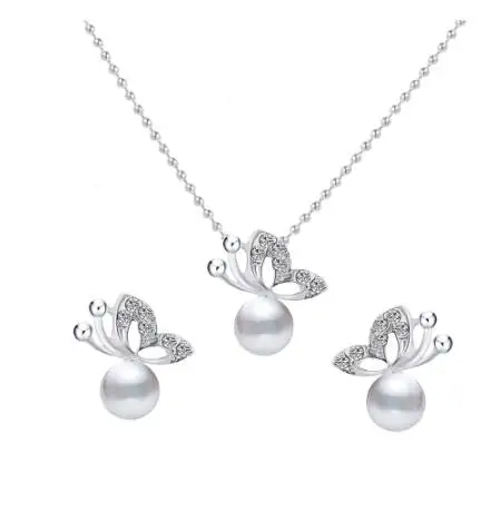 2019 New Fashion Full Rhinestone Butterfly Imitation Pearl Earrings And Necklace Jewelry Setfor Women Gifts Wholesale, Silver
2019 New Fashion Full Rhinestone Butterfly Imitation Pearl Earrings And Necklace Jewelry Setfor Women Gifts Wholesale, Silver
