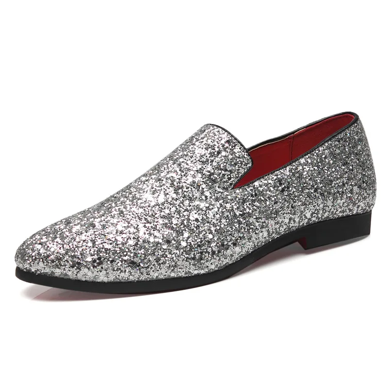 New Style Breathable Nightclub Pointed Toe Casual Loafers Custom Sequined Male Microfiber Leather Dress Shoes, Black,gold,silver
New Style Breathable Nightclub Pointed Toe Casual Loafers Custom Sequined Male Microfiber Leather Dress Shoes, Black,gold,silver