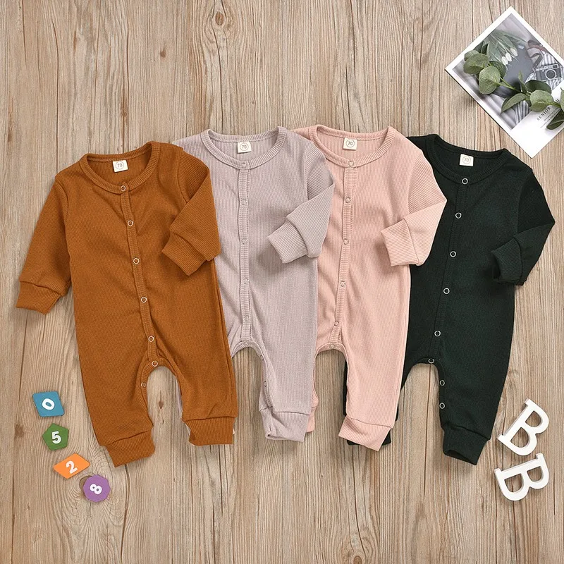 

Infant Baby Girl Boy Romper Newborn Long Sleeve O-neck Solid Color Knitted Romper Jumpsuit Overall Outfits Autumn 2020 New Sale, Picture
