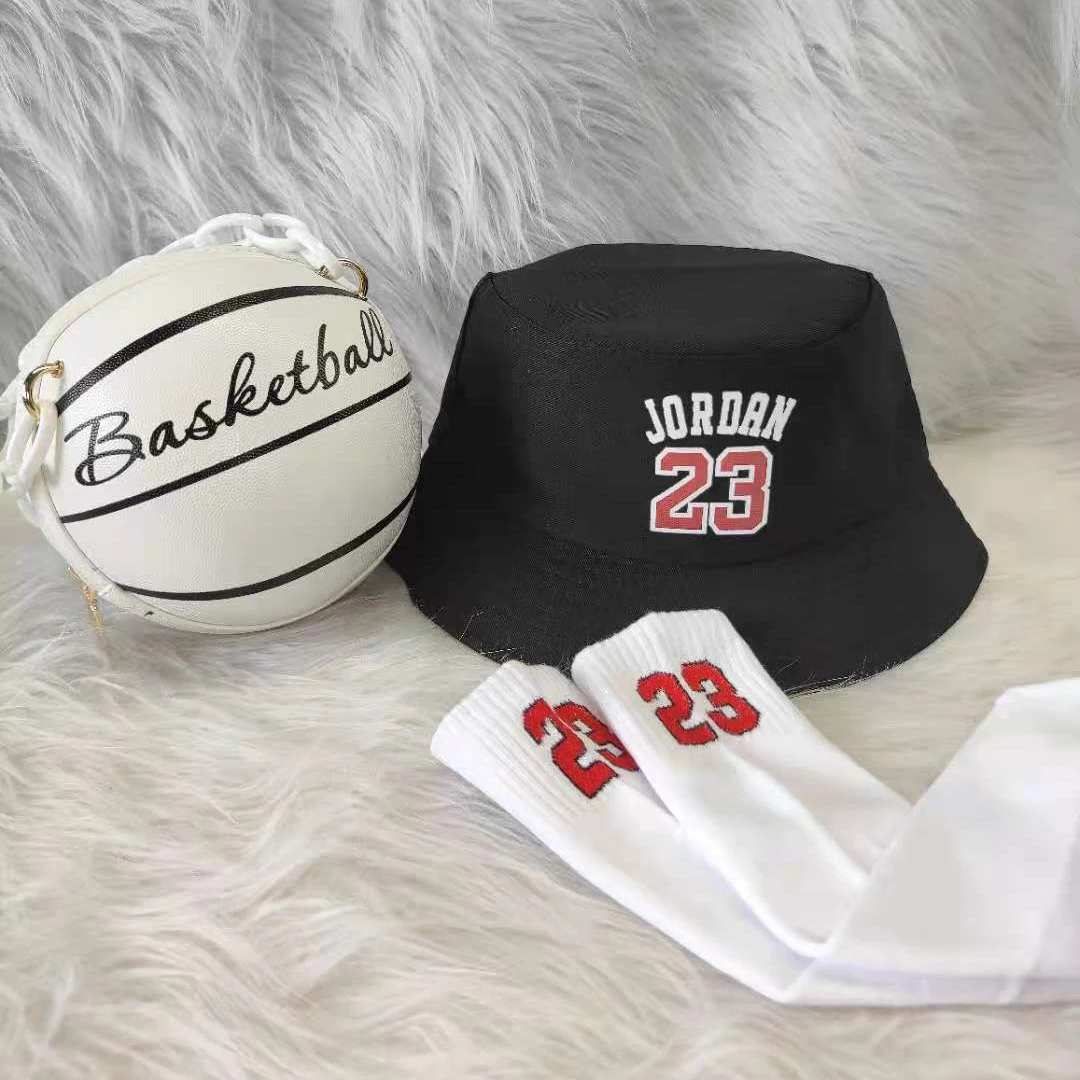 GW New arrival basketball shape purse matching printed Jordan NO. 23 bucket hats socks sets for women ladies, Rich
GW New arrival basketball shape purse matching printed Jordan NO. 23 bucket hats socks sets for women ladies, Rich