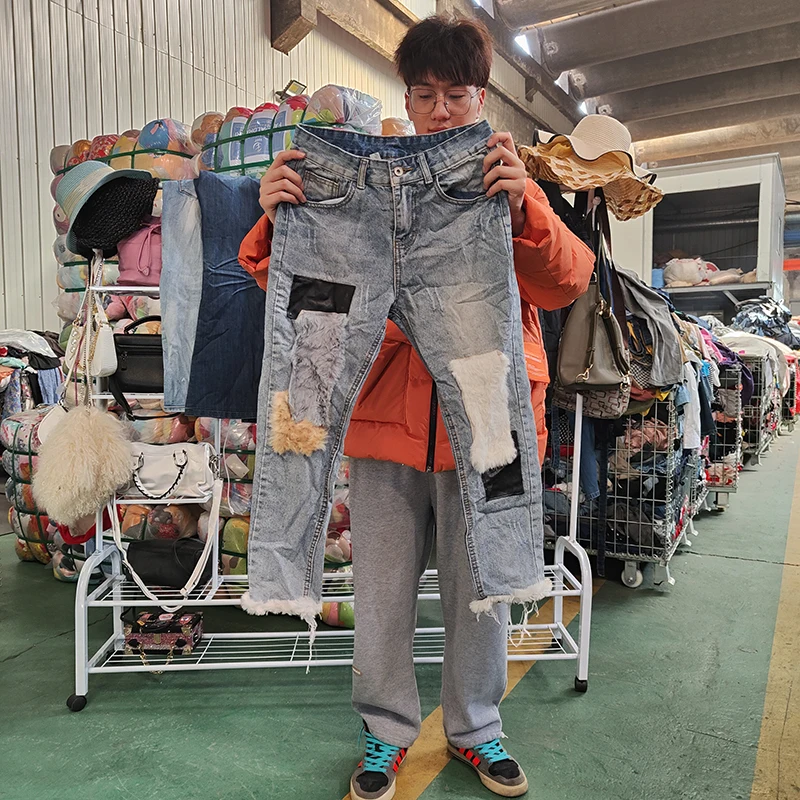 

Second Hand Jeans First Grade Used Clothing Bale UK Wholesale Used Clothes women denim pants fashion design bales Guangzhou sale, Multicoloured