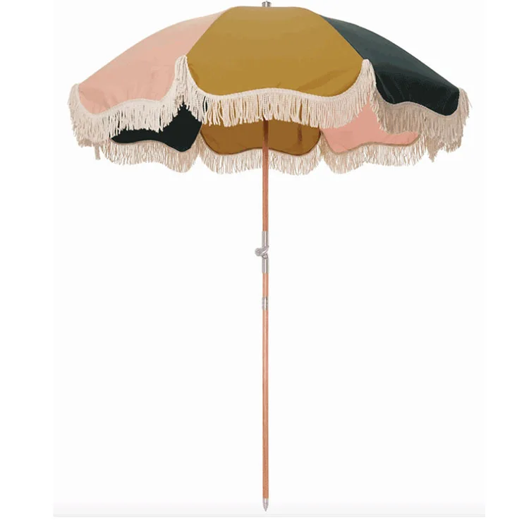 Customized 40 inch European style fashion fringed beach tent umbrella, Stitching color
Customized 40 inch European style fashion fringed beach tent umbrella, Stitching color