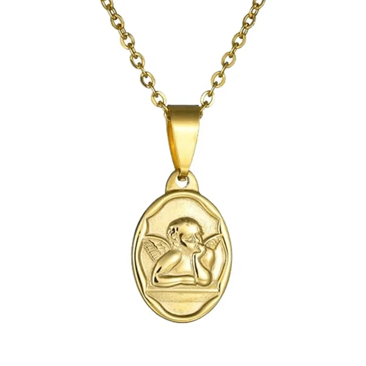 18k Gold Plated Women Cherub Necklace Jewelry Stainless Steel Medallion Angel Necklace, Gold color
18k Gold Plated Women Cherub Necklace Jewelry Stainless Steel Medallion Angel Necklace, Gold color
