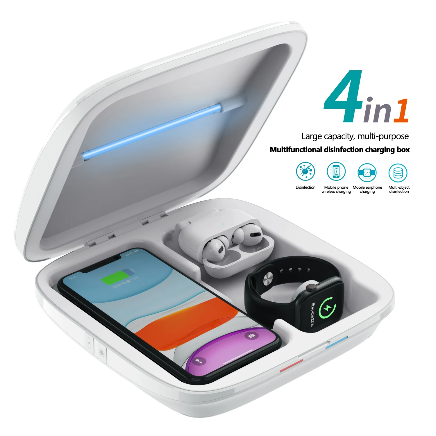 Easy to use portable smart phone uv light disinfector Uv-Sterilizing-Device Equipment, White
Easy to use portable smart phone uv light disinfector Uv-Sterilizing-Device Equipment, White