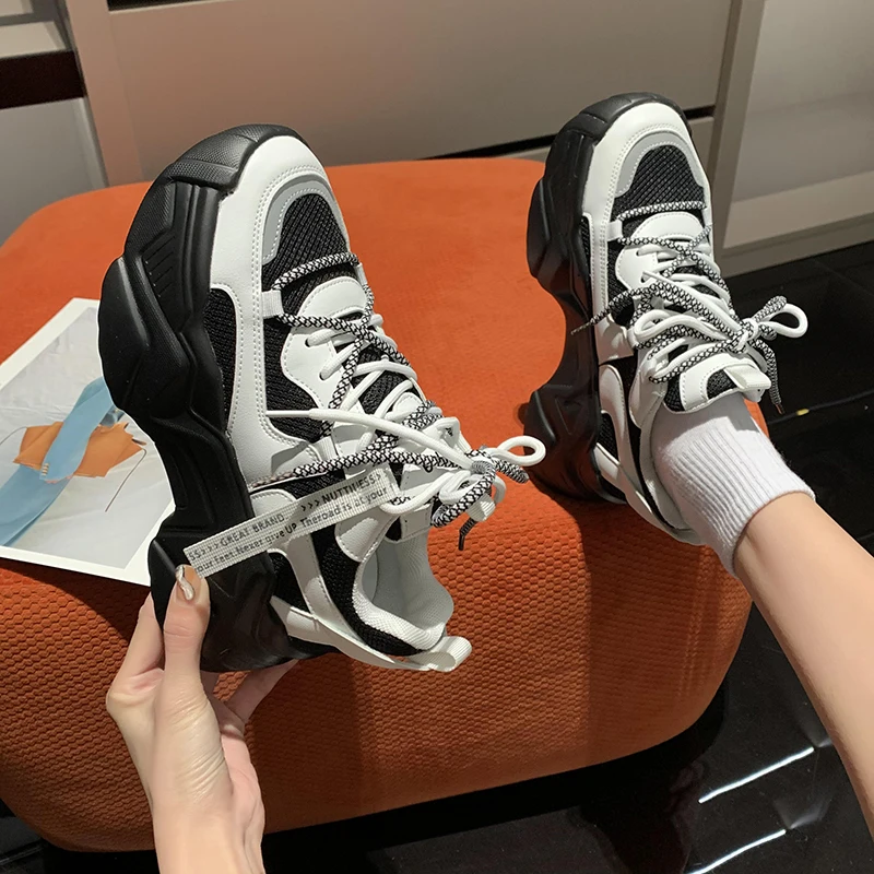 New Dad Chunky Sneakers Casual Vulcanized Shoes Woman High Platform Sneakers Lace Up White Sneakers Women 2021, Black,beige
New Dad Chunky Sneakers Casual Vulcanized Shoes Woman High Platform Sneakers Lace Up White Sneakers Women 2021, Black,beige