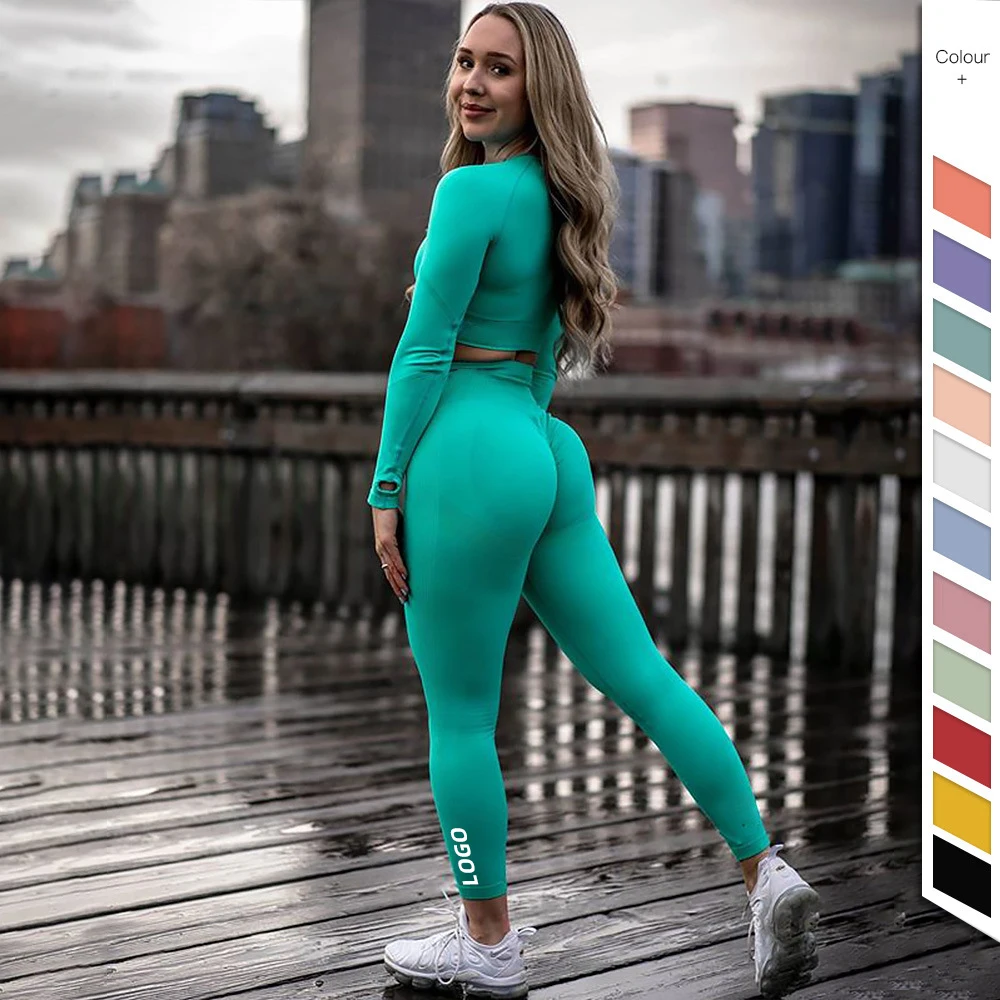 Custom Women Set Gym Cloth Workout Apparel Long Sleeve Crop Top Leggings Push Up Set High Waist Seamless Sexy Leggings, Customized colors
Custom Women Set Gym Cloth Workout Apparel Long Sleeve Crop Top Leggings Push Up Set High Waist Seamless Sexy Leggings, Customized colors