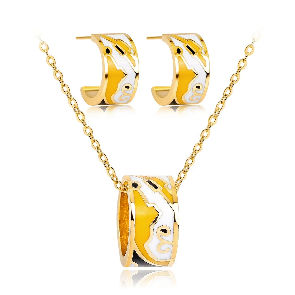 Fashion bijoux Gold Plated Enamel Necklace Earring Two Pieces Set Jewelry for Women, Colorful
Fashion bijoux Gold Plated Enamel Necklace Earring Two Pieces Set Jewelry for Women, Colorful