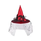 Halloween party supplies feathers & netting witch hat for lady
