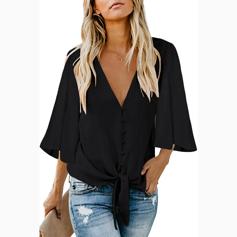 2021 Wholesale Customized Fashionable Casual Top Button Tie Women Blouse, Customized plain women blouse
2021 Wholesale Customized Fashionable Casual Top Button Tie Women Blouse, Customized plain women blouse