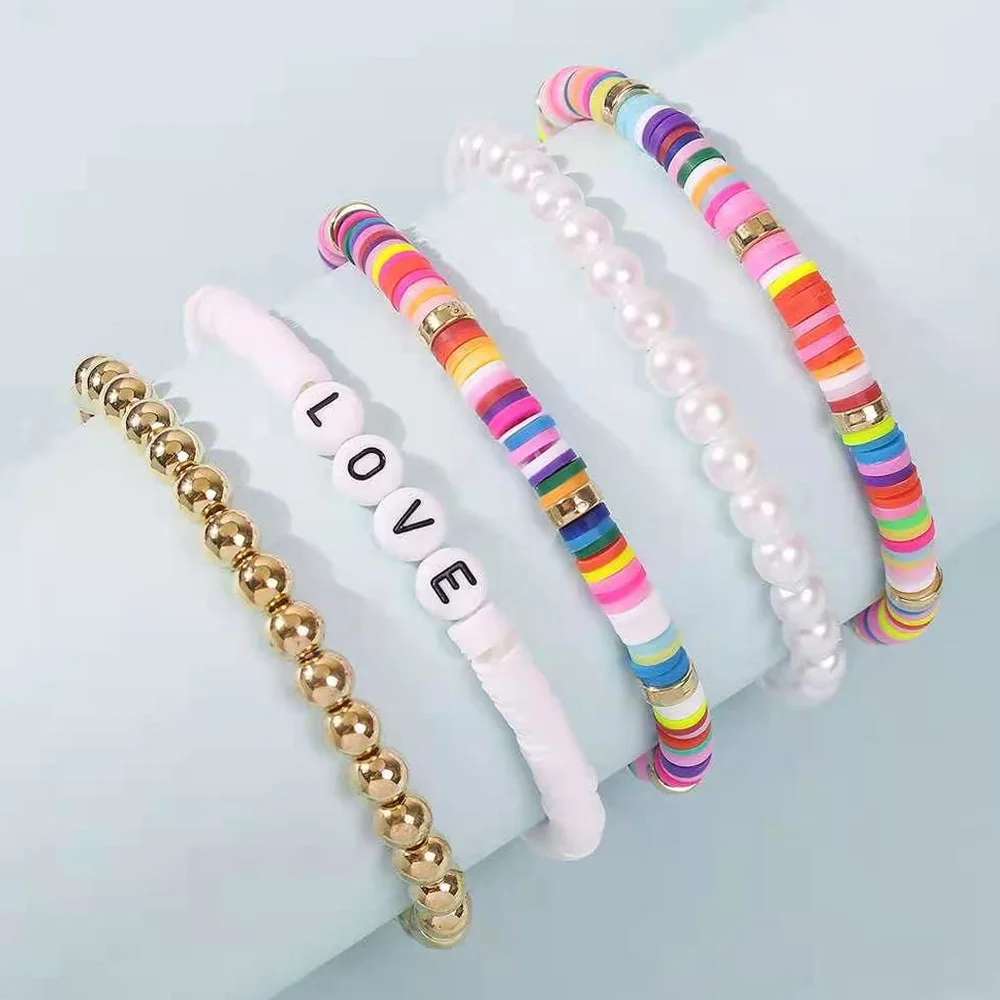 Ethnic Bohemian Bracelet Colorful Soft Pottery Retro Temperament Pearl Bracelet Love 5 Piece Set Beach Sunshine Fashion
Ethnic Bohemian Bracelet Colorful Soft Pottery Retro Temperament Pearl Bracelet Love 5 Piece Set Beach Sunshine Fashion